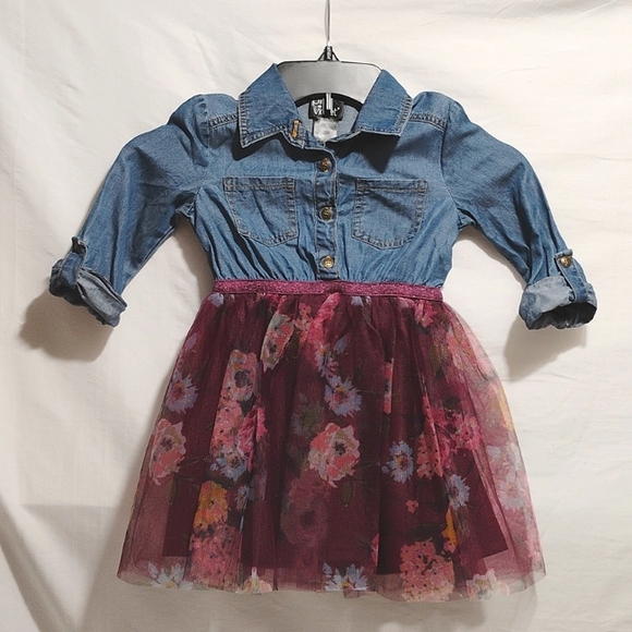 SALE! Pink & Violet Denim Top Dress Sz.3T Like New Worn 1X (A-76) - Picture 1 of 10